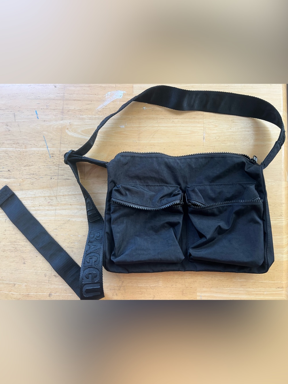 Baggu Black Medium Cargo Crossbody Shoulder Bag